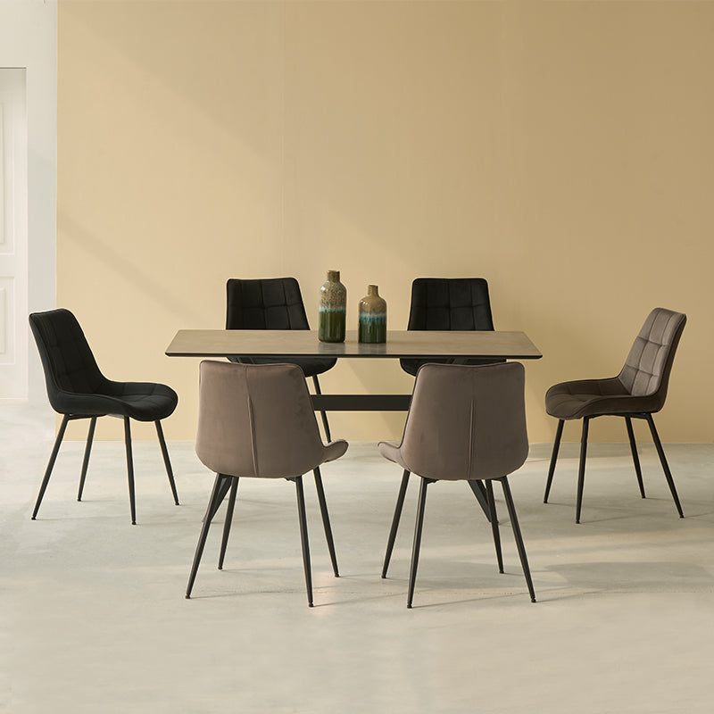 Laila Rectangular Dining Table & 6 Orozco Dining Chairs [Dining Set]