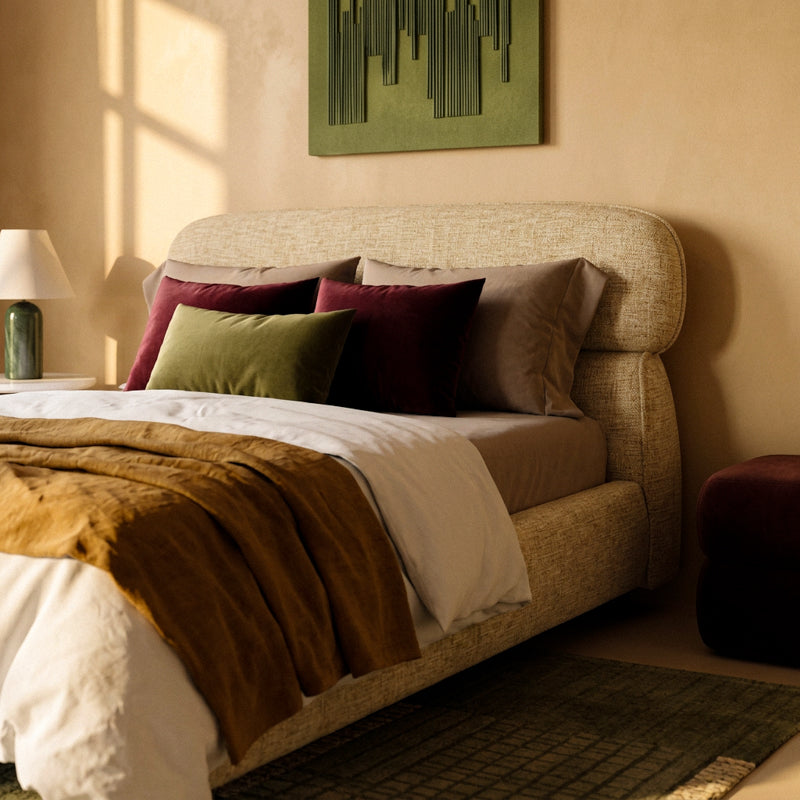 Soraya Bed [Double Bed] [Linen Texture Fabric] [135 cm]