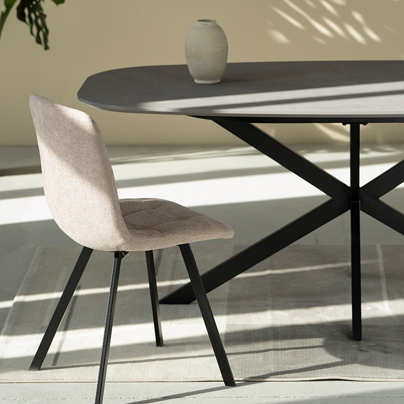 Geena Dining Table & 6 Aoife Sleek Dining Chairs [Dining Set]