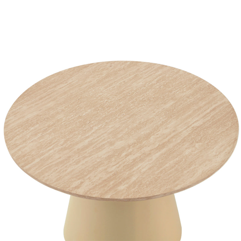 Tottie Sleek Side Table [Black Marble] [Beige Travertine] [45 cm]