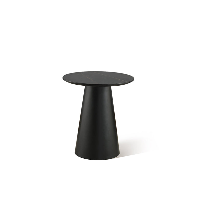 Tottie Sleek Side Table [Black Marble] [Beige Travertine] [45 cm]