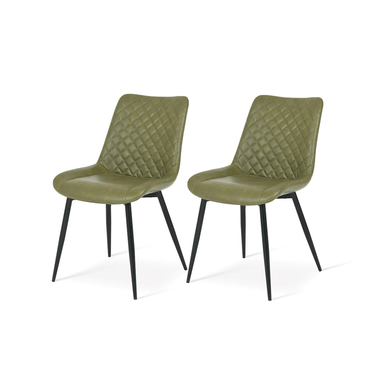 Finley Dining Chairs [Set of 2] [Pu Leather] [Olive Green]