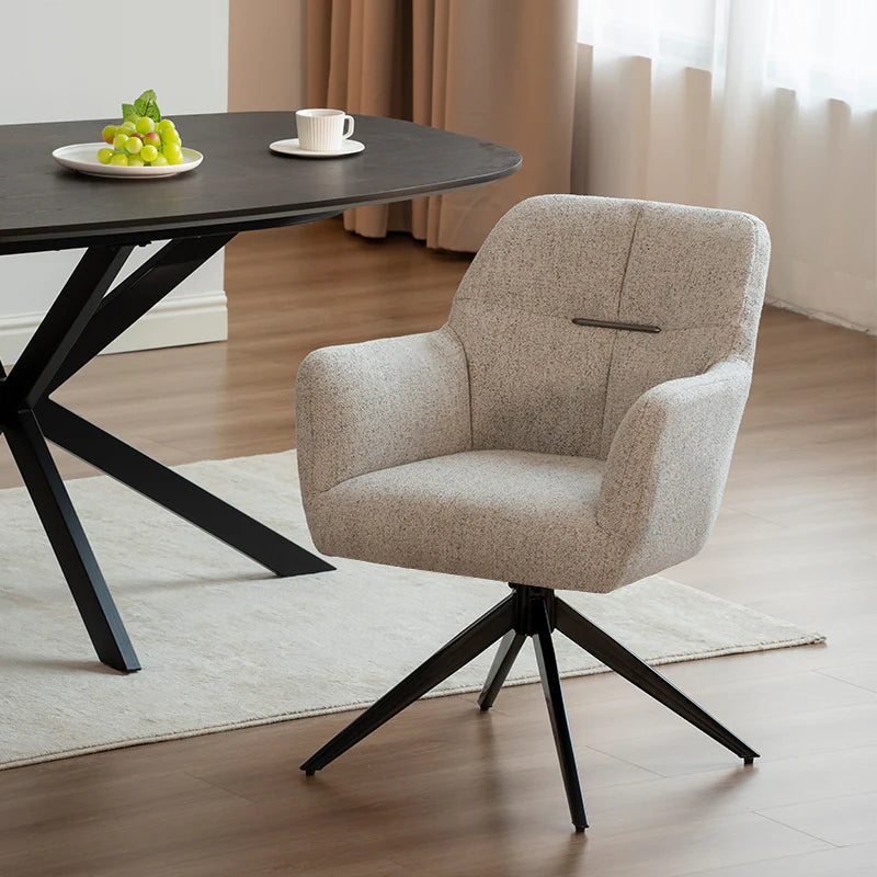 Sona Swivel Dining Chairs [Set of 1][Linen Fabric]