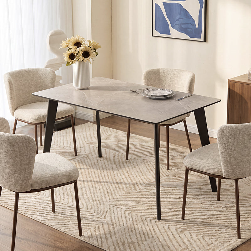 Valdez Rectangular Dining Table [Grey Marble Pattern] [140 cm]