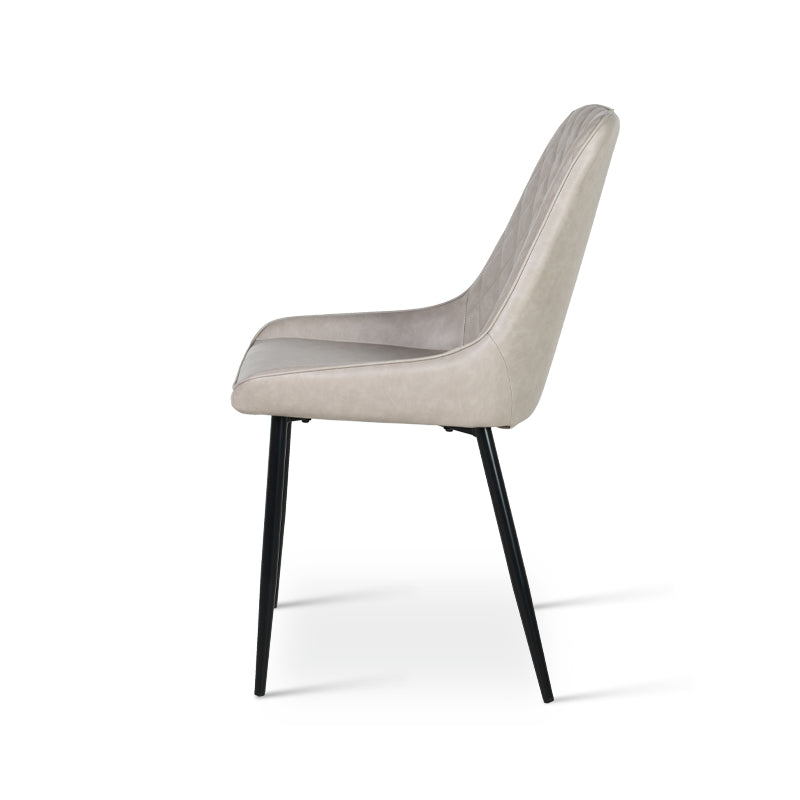 Cheap modern dining chair dark brown background | Budget pu leather seating
dark brown dining chair isolated on brown | Affordable dining chairs UK
Faux leather dining chair front angle | Value dining chairs under £129.99