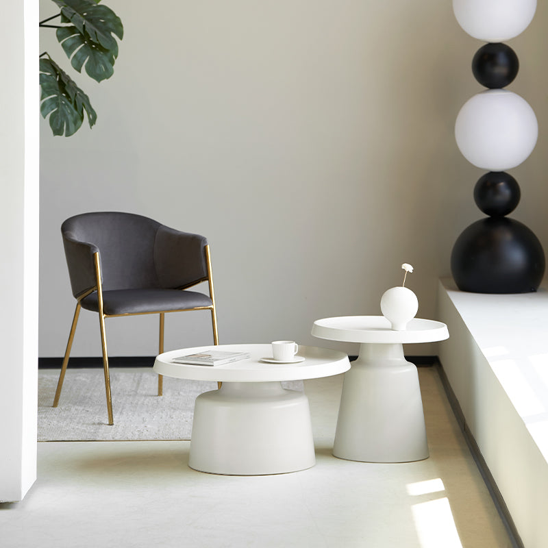 Hege Round Coffee Table Set  [White]