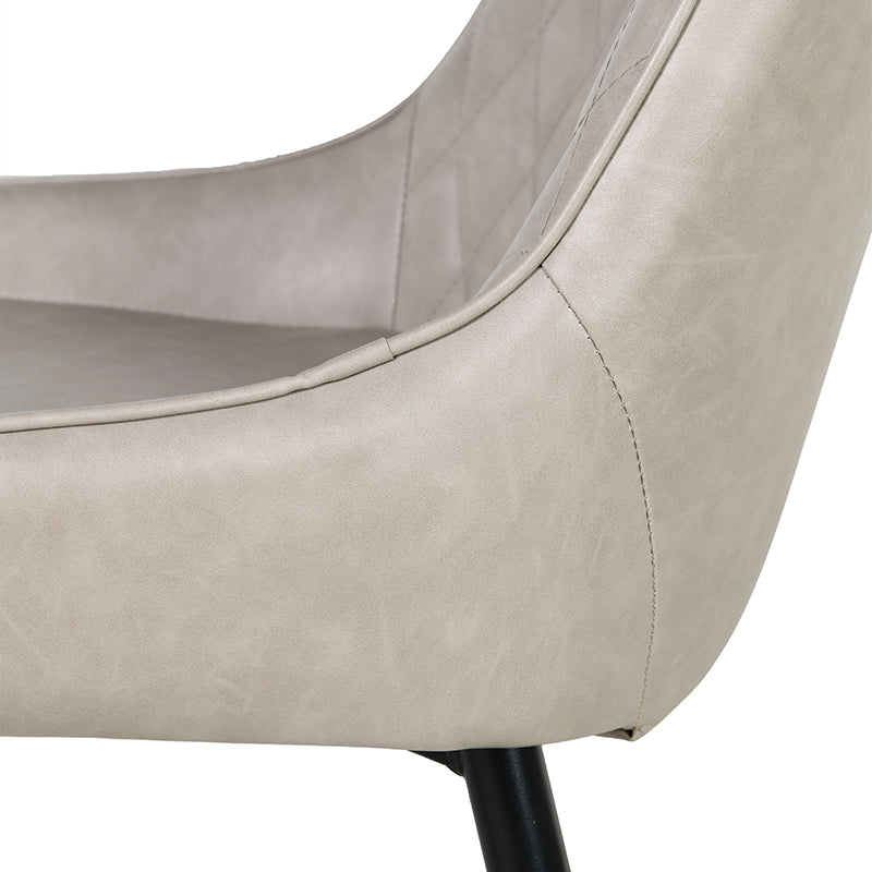 Backrest detail of budget pu dining chair | Value dining chairs
Angle view of space saving dining chair stacked | Cheap chairs for small spaces
Underside construction of affordable sand dining chair