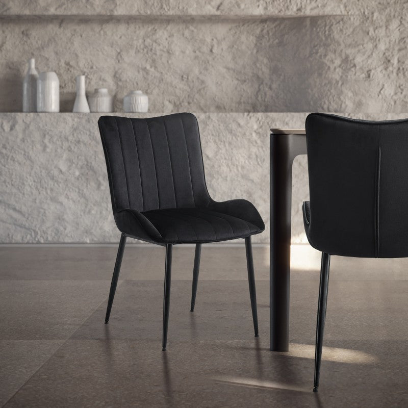 ofcasa, Edith dining chairs, black dining chairs, black velvet, velvet dining chairs, chairs for sale, comfy chair, cheap dining chairs, black office chair, velvet chairs, black chair, ofcasafurniture, ofcasachairs, ofcasa discount, ofcasa dining chairs, ofcasa uk，Cheap dining chairs styled with wooden table in small flat