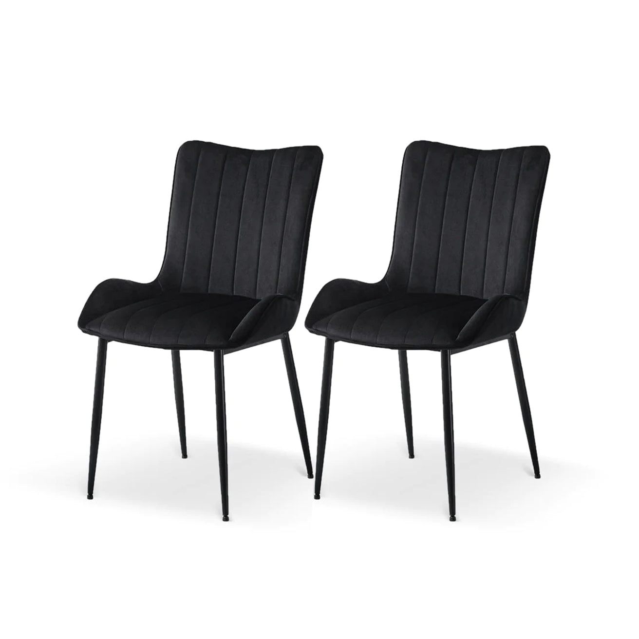 ofcasa, Edith dining chairs, black dining chairs, black velvet, velvet dining chairs, chairs for sale, comfy chair, cheap dining chairs, black office chair, velvet chairs, black chair, ofcasafurniture, ofcasachairs, ofcasa discount, ofcasa dining chairs, ofcasa uk  Space saving dining chair product shot | Cheap dining chairs set of 2 option