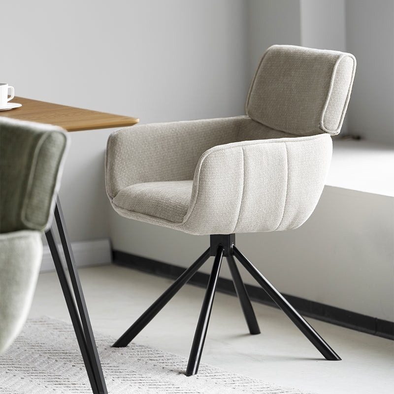 Elara HDC233029 contemporary swivel dining chair with plush velvet seat cushion and sleek metal base, perfect for kitchen islands or dining tables