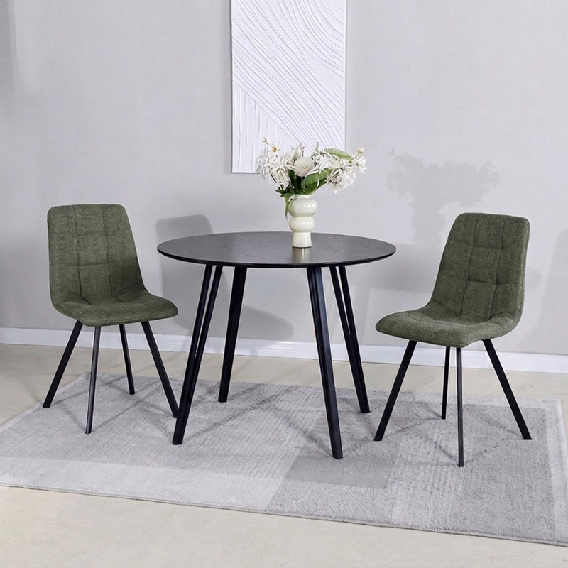 Fareeha Round Dining Table & 2 Aoife Sleek Dining Chairs [Dining Set]