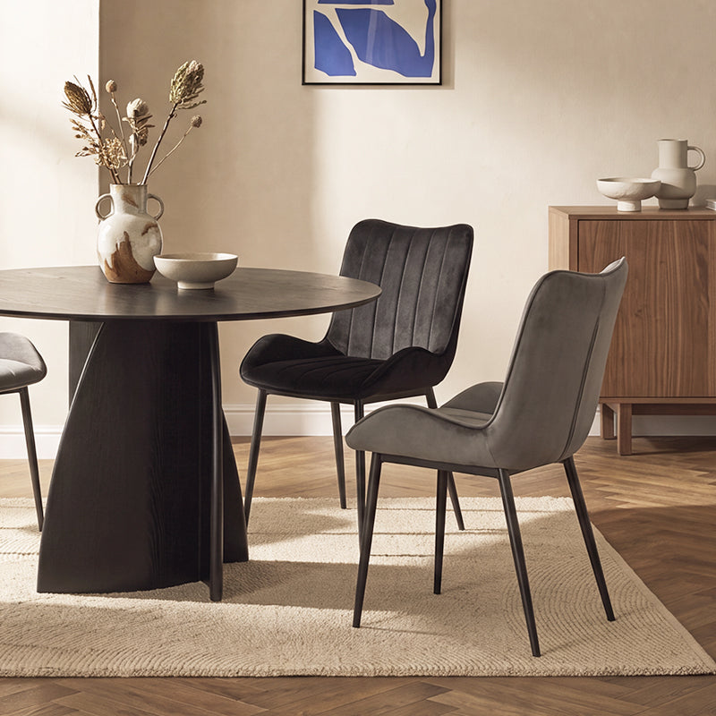 Gemma Round Dining Table & 4 Edith Dining Chairs [Dining Set]