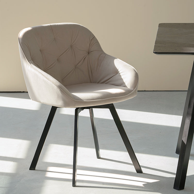 Beige OFCASA Aleena dining chair with cushioned high back and smooth PU leather upholstery, showcasing modern elegance for contemporary dining rooms.Close-up of OFCASA Aleena chair’s smooth PU leather and refined stitching, highlighting durability and a luxury finish.A warm dining scene featuring OFCASA Aleena chairs around a wooden table, ideal for family gatherings and stylish everyday meals.