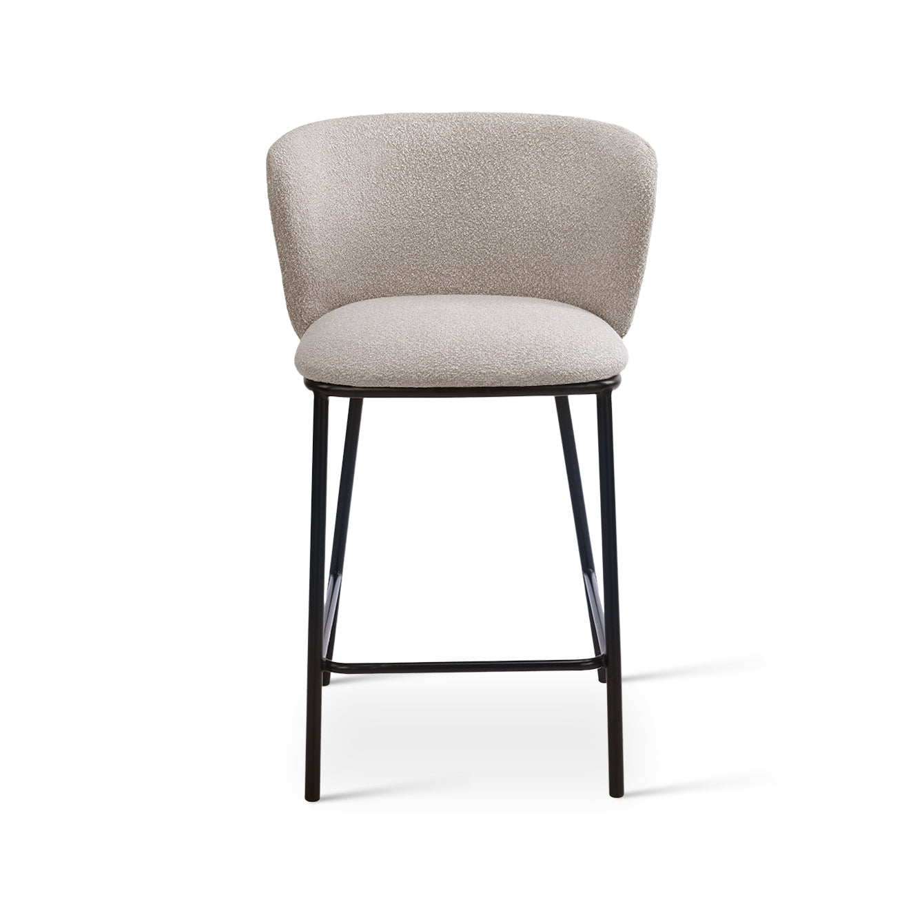 Discover OFCASA Karin Boucle Bar Stools—65 cm seat height, plush boucle upholstery, sturdy metal frame and foot pads. Stylish breakfast bar chairs for modern UK kitchens.