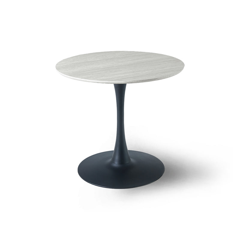 Bring boutique style to compact UK kitchens with the OFCASA Tiana 80 cm round dining table. Travertine effect top, sturdy black metal base, easy clean and simple to assemble.