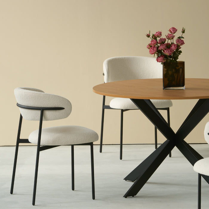 OFCASA Tilly Round Dining Table | 120 cm Wood-Effect