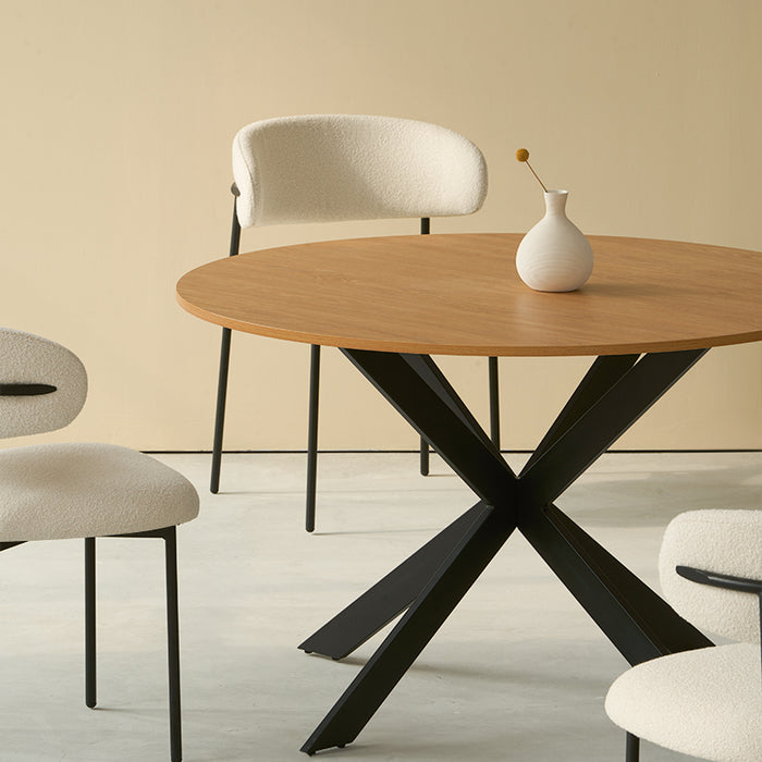 OFCASA Tilly Round Dining Table | 120 cm Wood-Effect