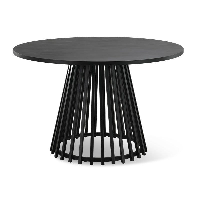 Discover the OFCASA Veronica 120 cm Round Dining Table with oak-effect top and sculptural metal base. Ideal for table and 4 dining chairs in modern UK homes.