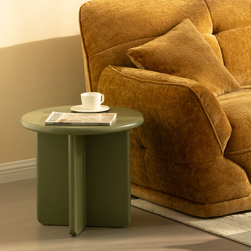 Aine Chelsea Round Matte Coffee Table Set [Green & Beige]