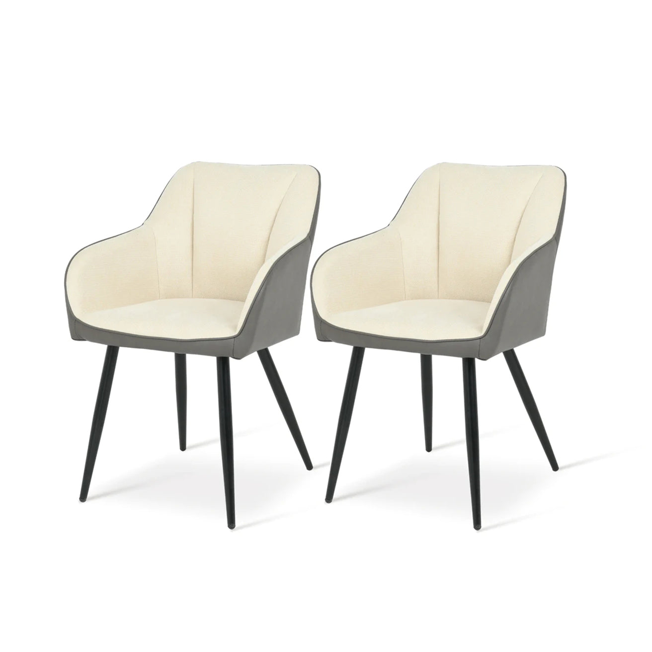 Sienna Bright Dining Chairs [Set of 2] [Pu Leather] [Linen Fabric]