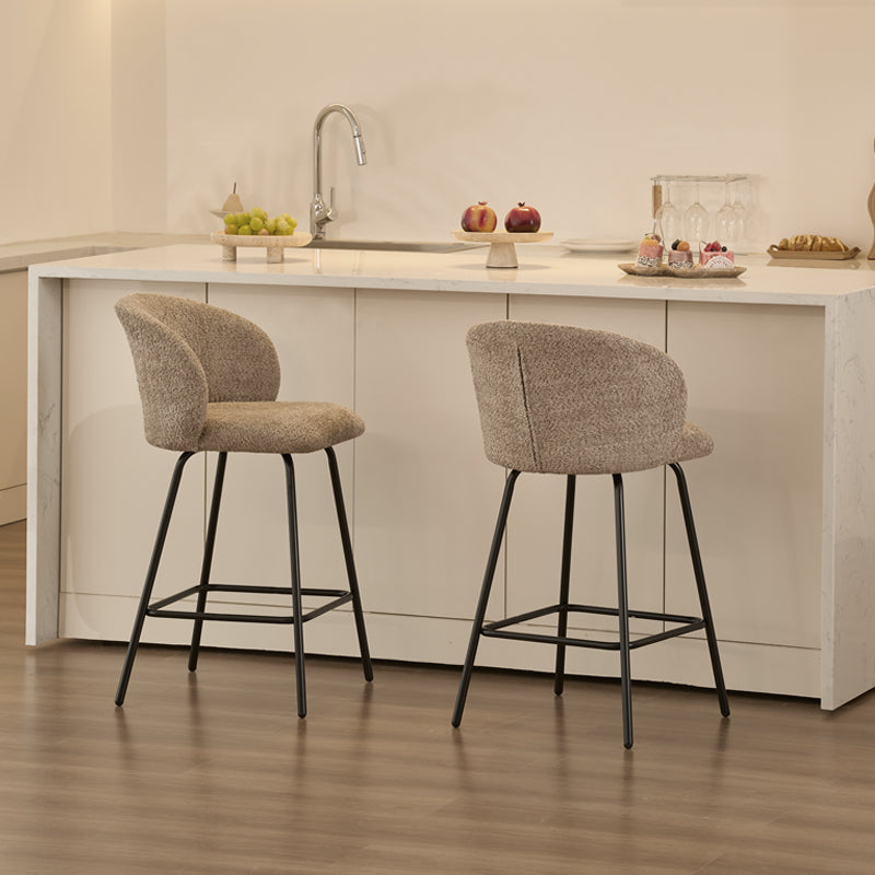 Yasin Bar Stools [Set of 2] [Boucle Fabric] [65 cm]