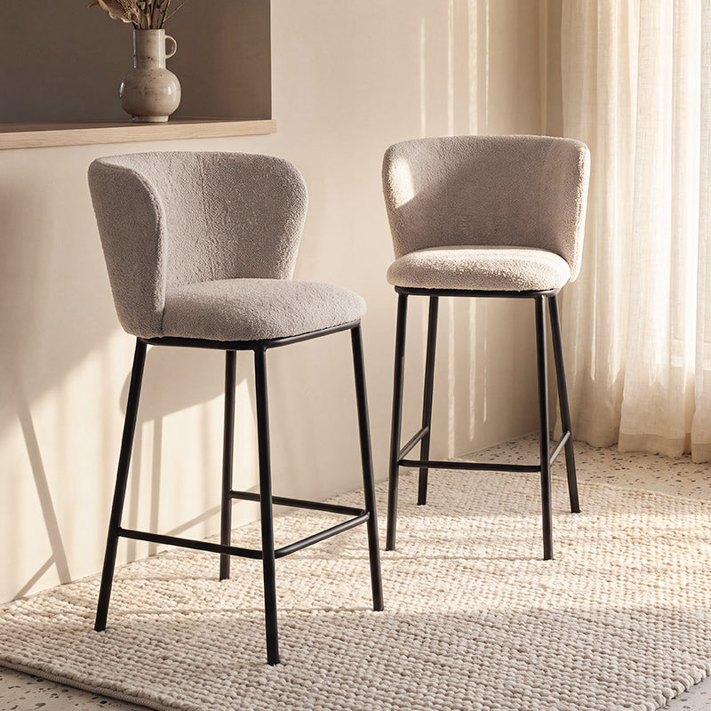 Karin Bar Stools [Set of 2] [Boucle Fabric] [65 cm]