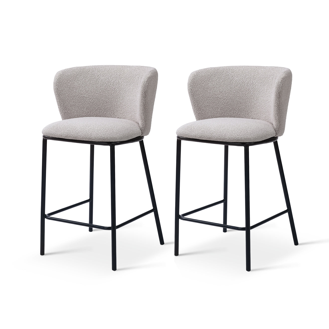 Karin Bar Stools [Set of 2] [Boucle Fabric] [65 cm]