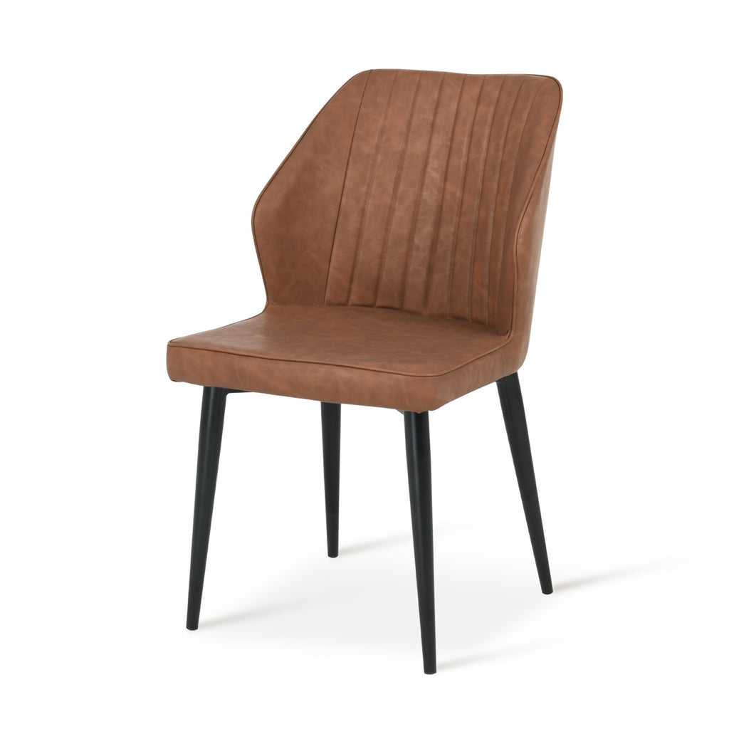 2 PCS Brown Leather Kitchen Dining Chair Modern Fashion Design OFCASA