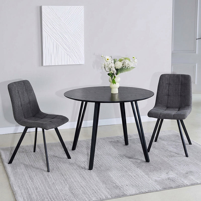 Fareeha Round Dining Table & 2 Aoife Sleek Dining Chairs [Dining Set]