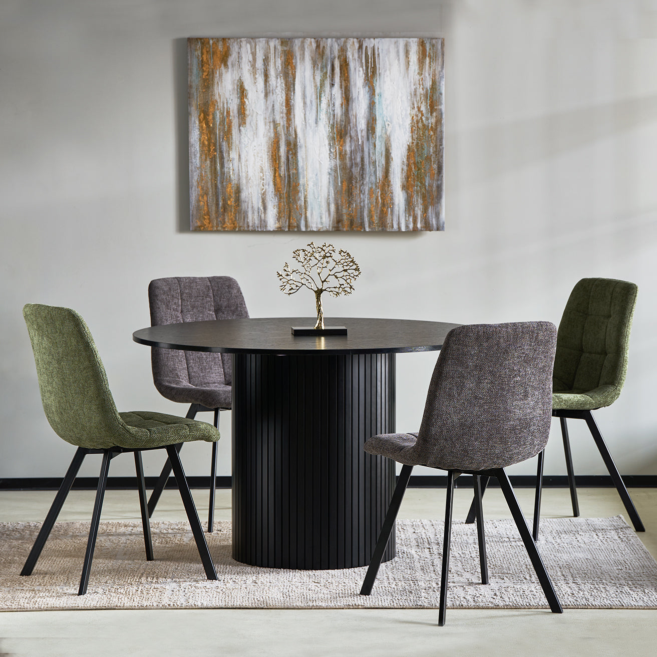 Sloane Rectangular Dining Table & 4 Aoife Sleek Dining Chairs [Dining Set]