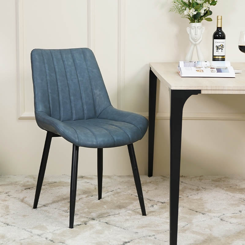 Navy blue faux discount leather dining chairs