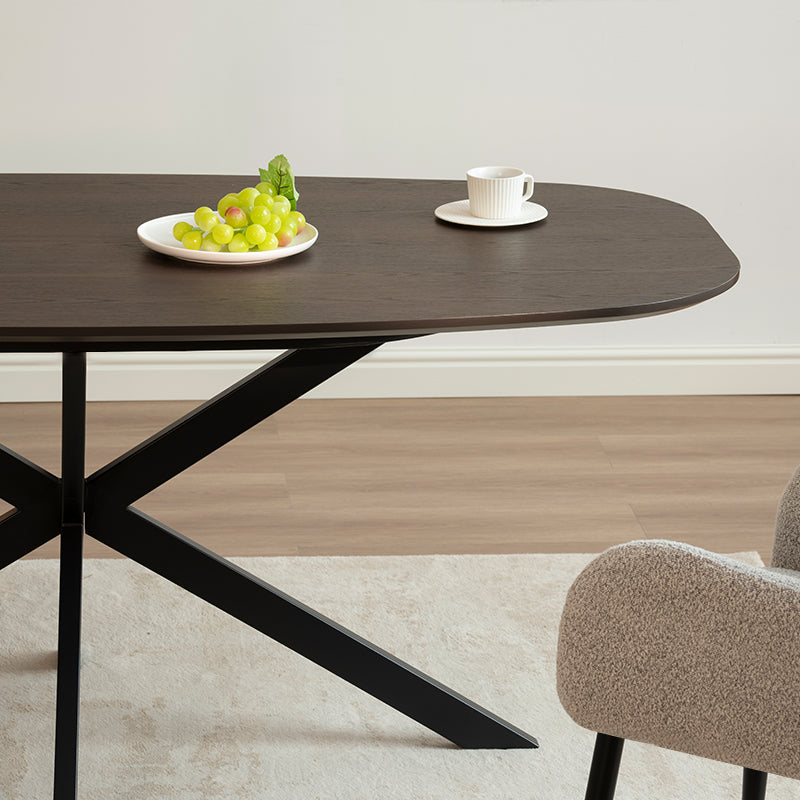 Geena Dining Table [Grey Marble][Walnut Wood] [180 cm]
