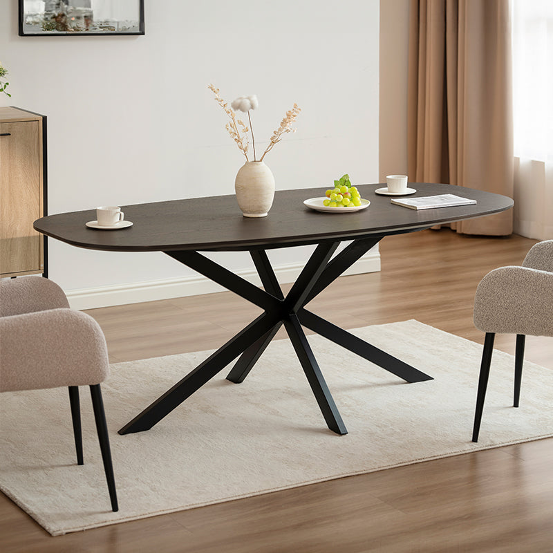 Geena Dining Table [Grey Marble][Walnut Wood] [180 cm]