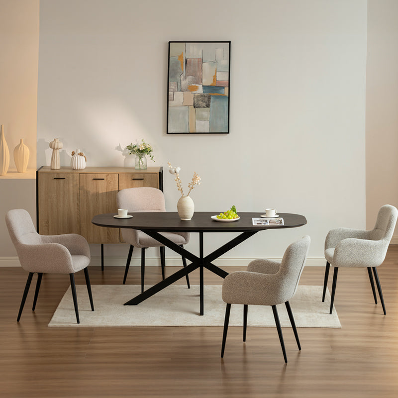 Geena Dining Table [Grey Marble][Walnut Wood] [180 cm]