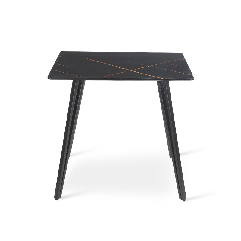 Fareeha Square Dining Table [Grey Marble] [Black] [80 cm]