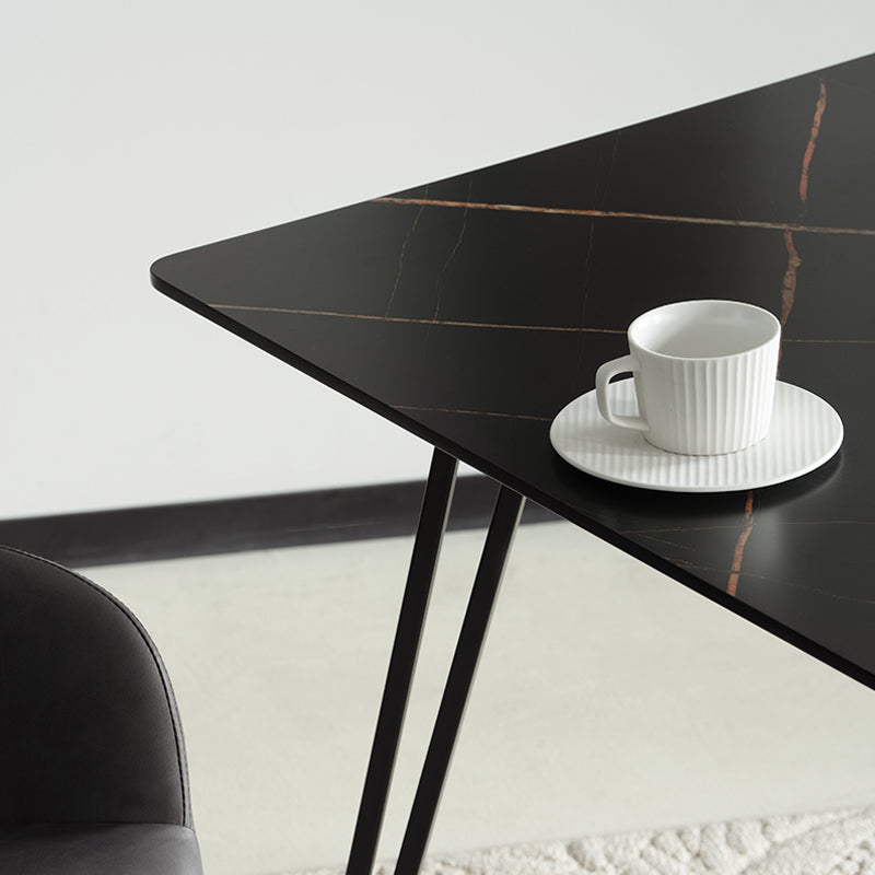 Fareeha Square Dining Table [Grey Marble] [Black] [80 cm]