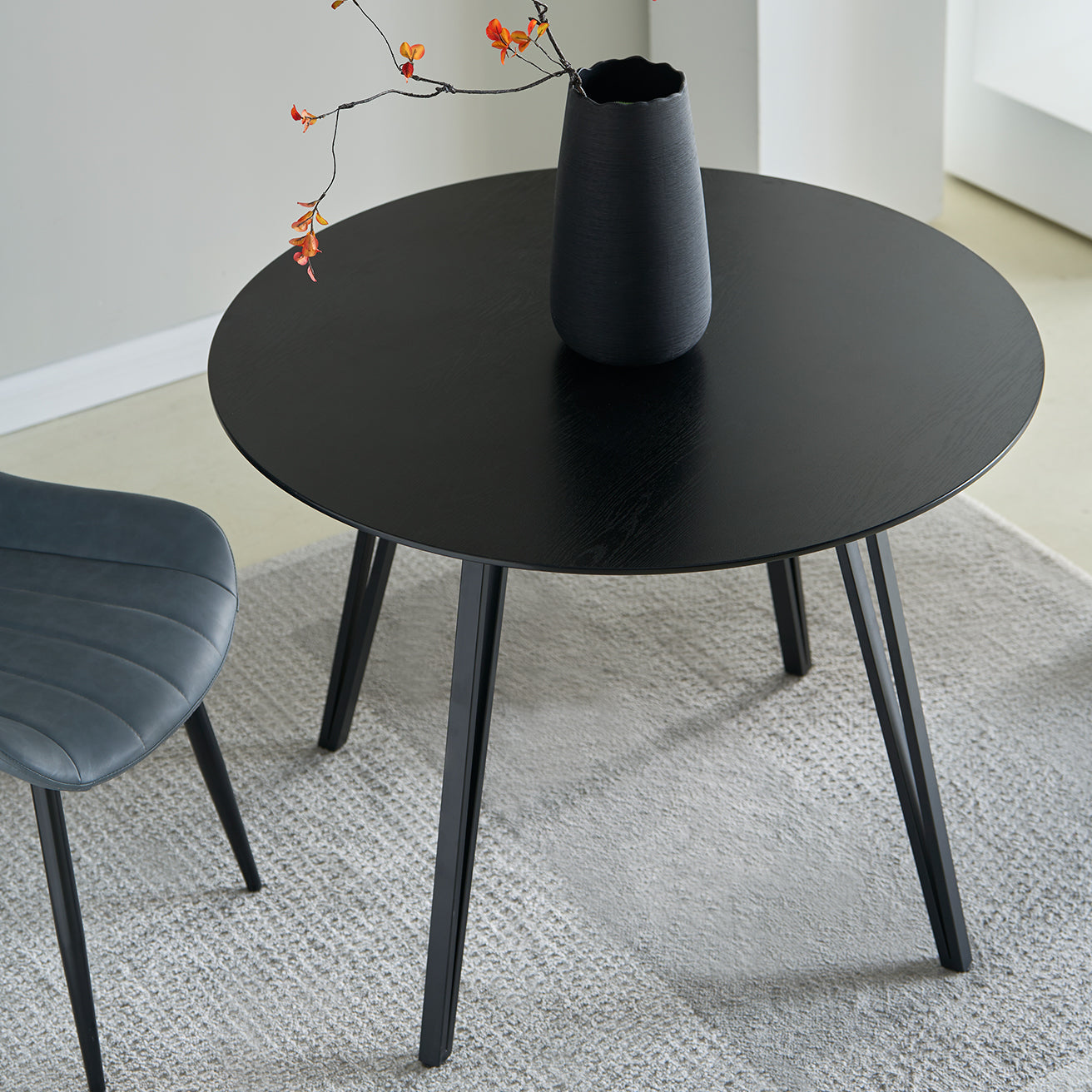 Fareeha Round Dining Table [Black Marble] [100 cm]