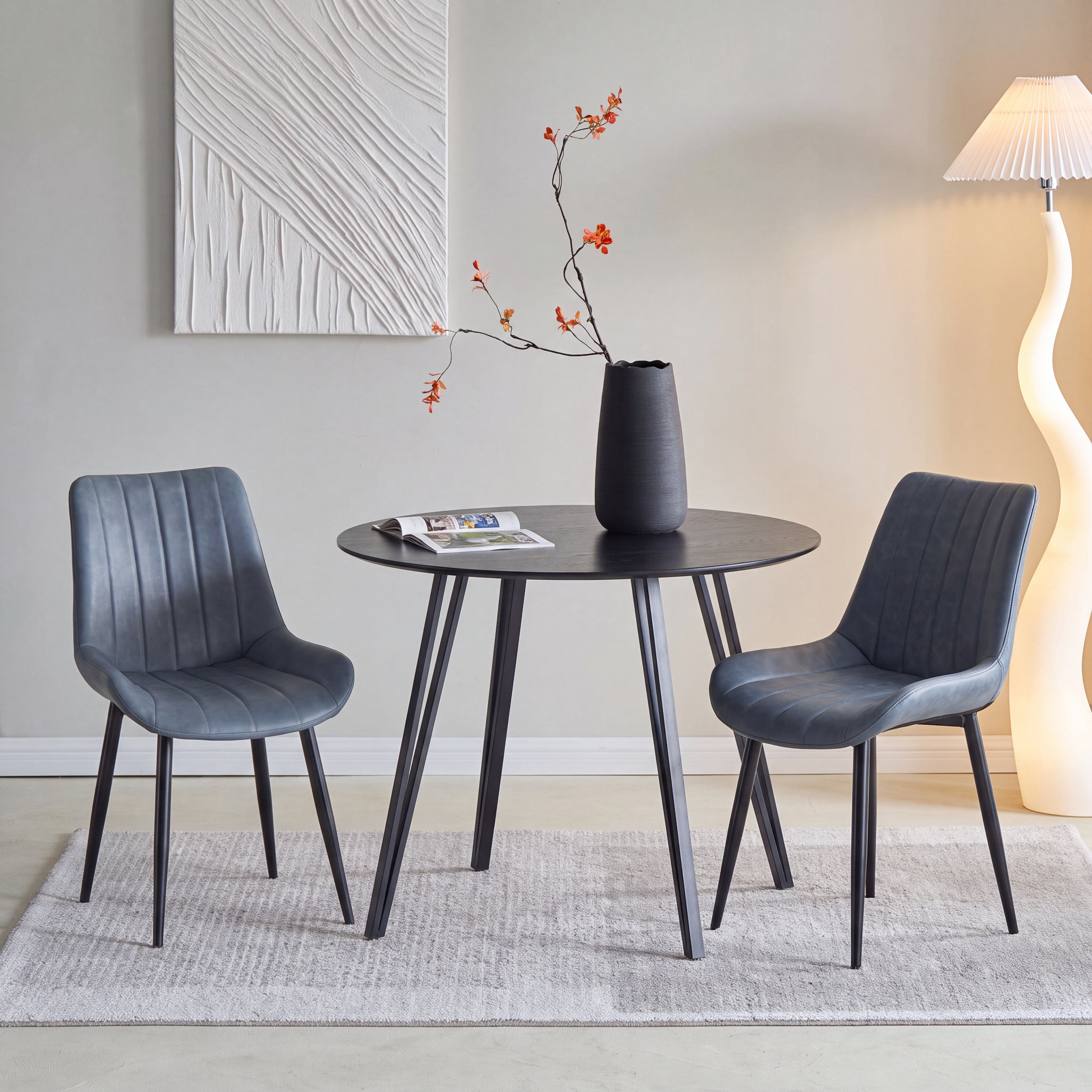 Fareeha Round Dining Table & 2 Jarvis Dining Chairs [Dining Set]