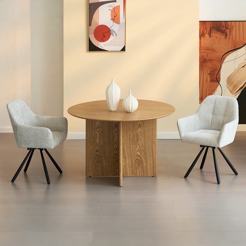 Eden Round Dining Table [Oak Color] [120 cm]