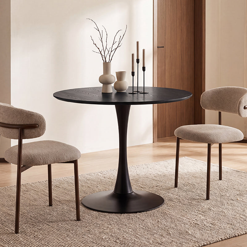 Tiana Round Dining Table [Travertine & Wood Patterned] [80 cm]