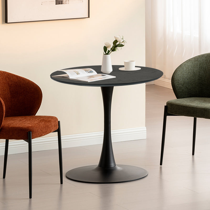 Tiana Round Dining Table [Travertine & Wood Patterned] [80 cm]