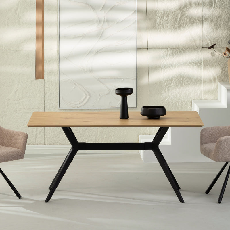 Laila Rectangular Dining Table [Dark Grey Marble] [Wood][160cm]