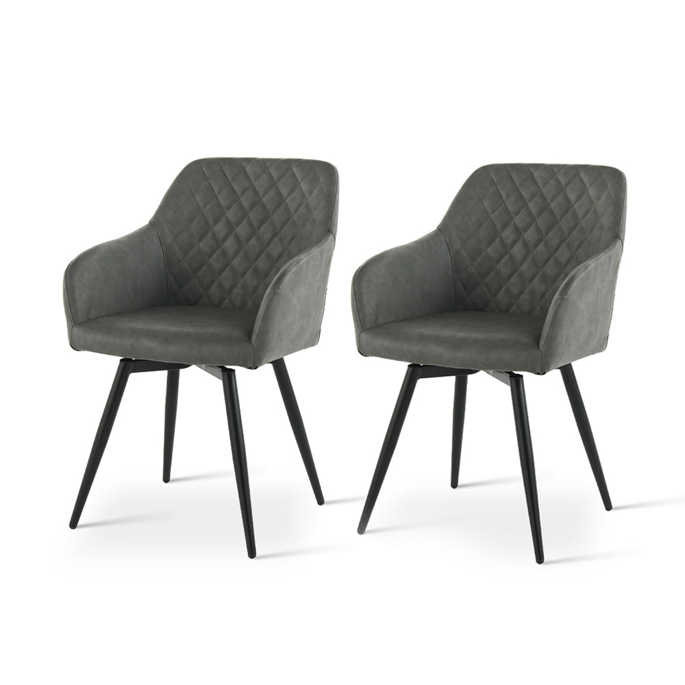 Frazer Diamond Swivel Chairs [Set of 2] [Grey] [Faux Leather]